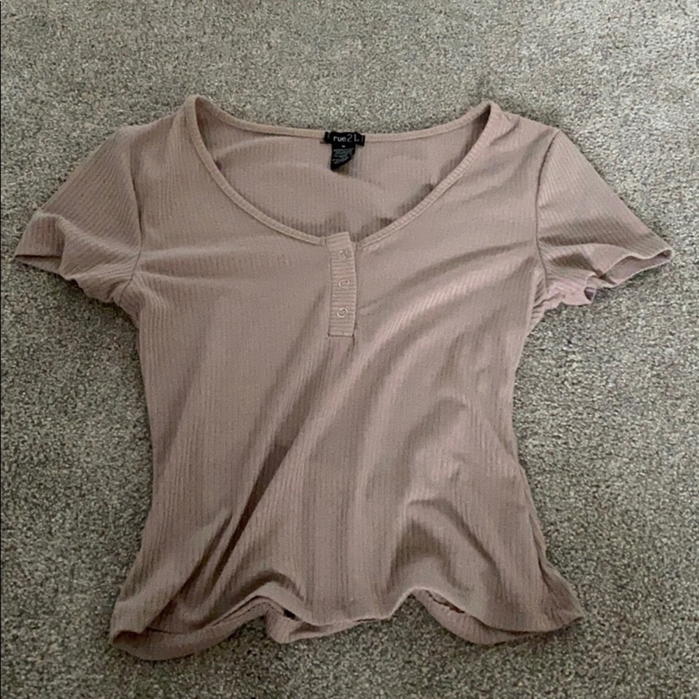 Brown Baby Tee with Buttons